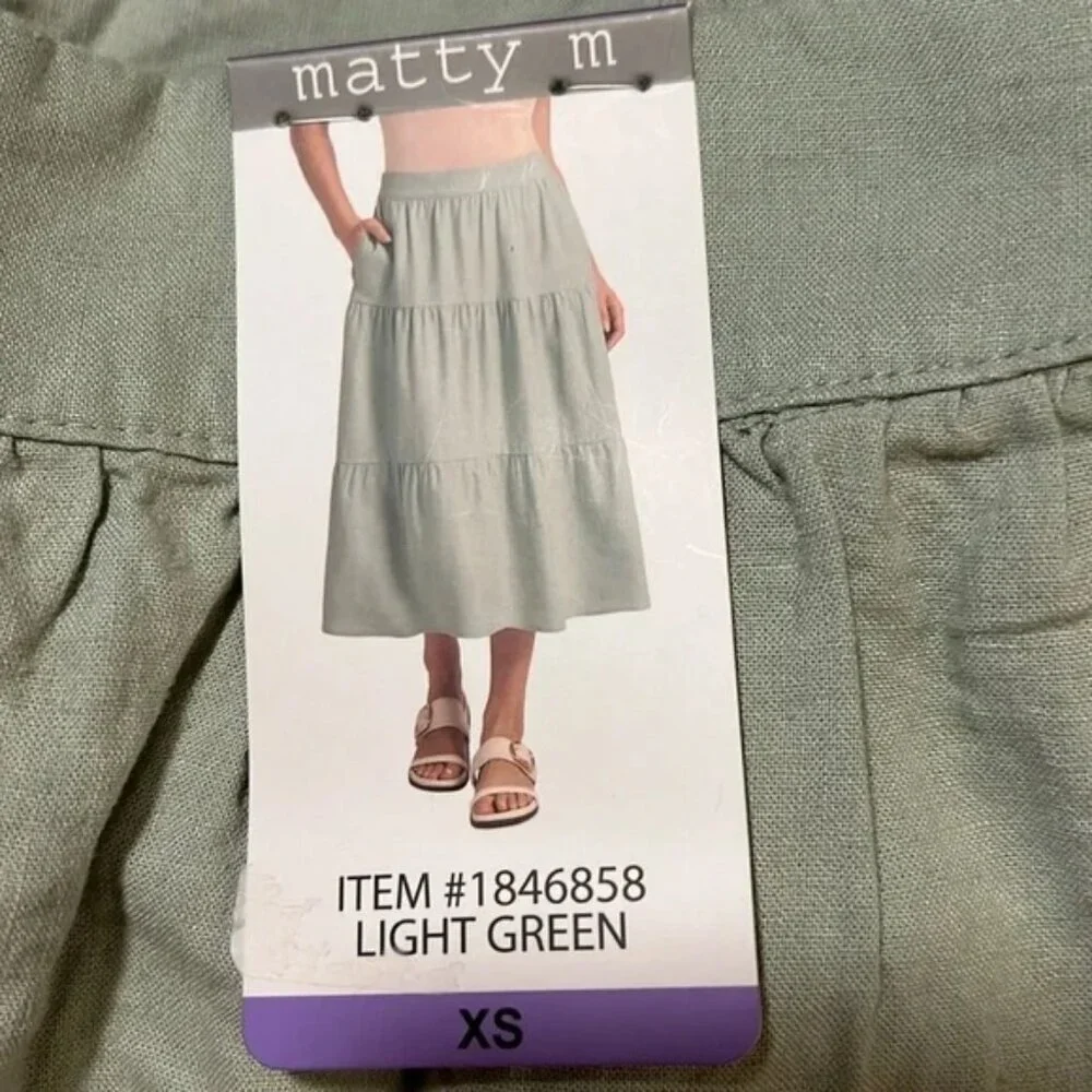 NWT Matty‎ M Women's Linen Blend Skirt Light Green
